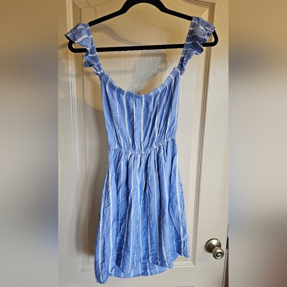 American Eagle Outfitters Off Shoulder Striped Mini Dress Blue & White; XS - Picture 6 of 6